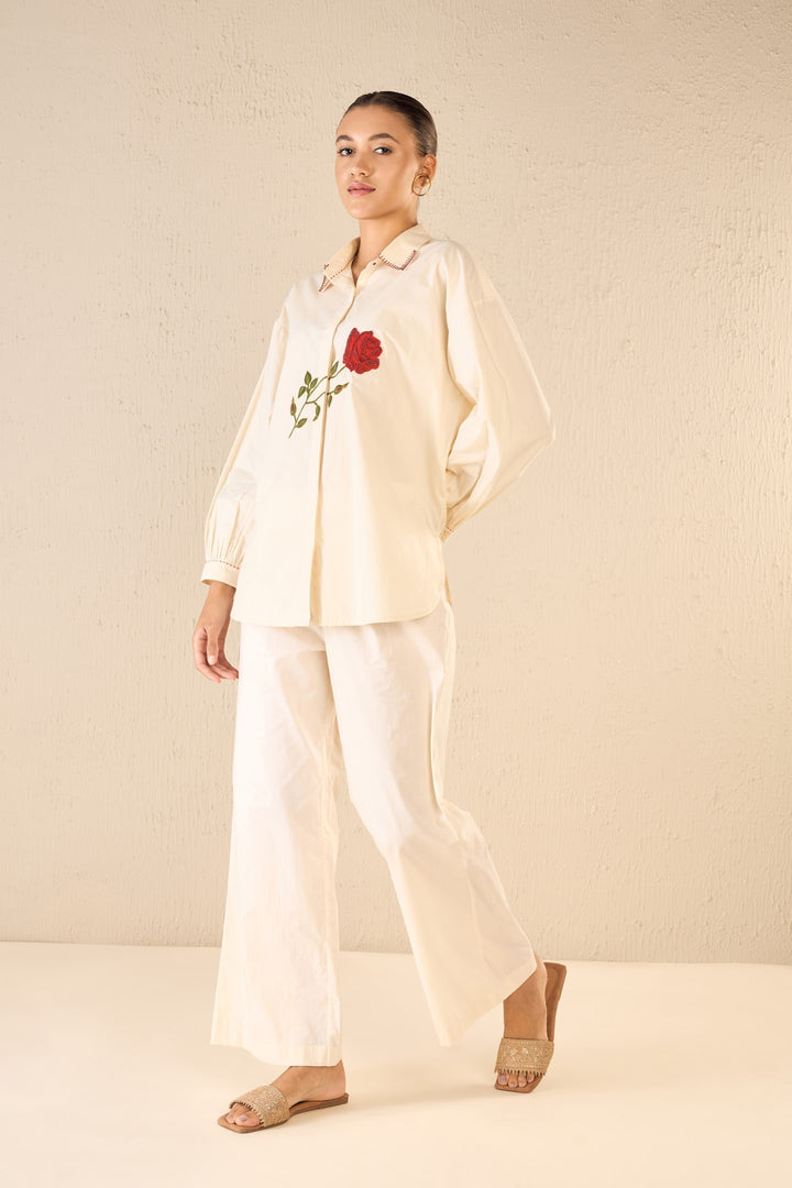 SCARLET ROSE: IVORY ROSE OVERSIZE SHIRT