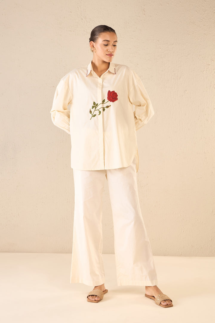 SCARLET ROSE: IVORY ROSE OVERSIZE SHIRT