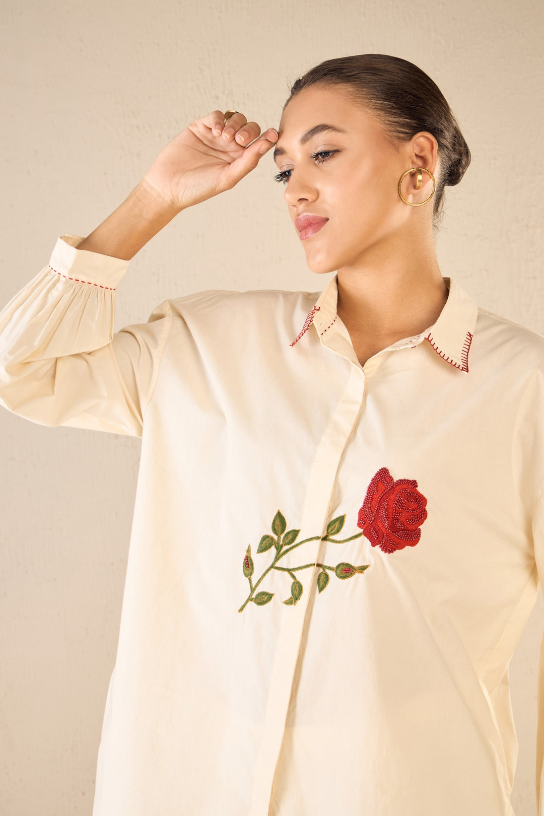 SCARLET ROSE: IVORY ROSE OVERSIZE SHIRT