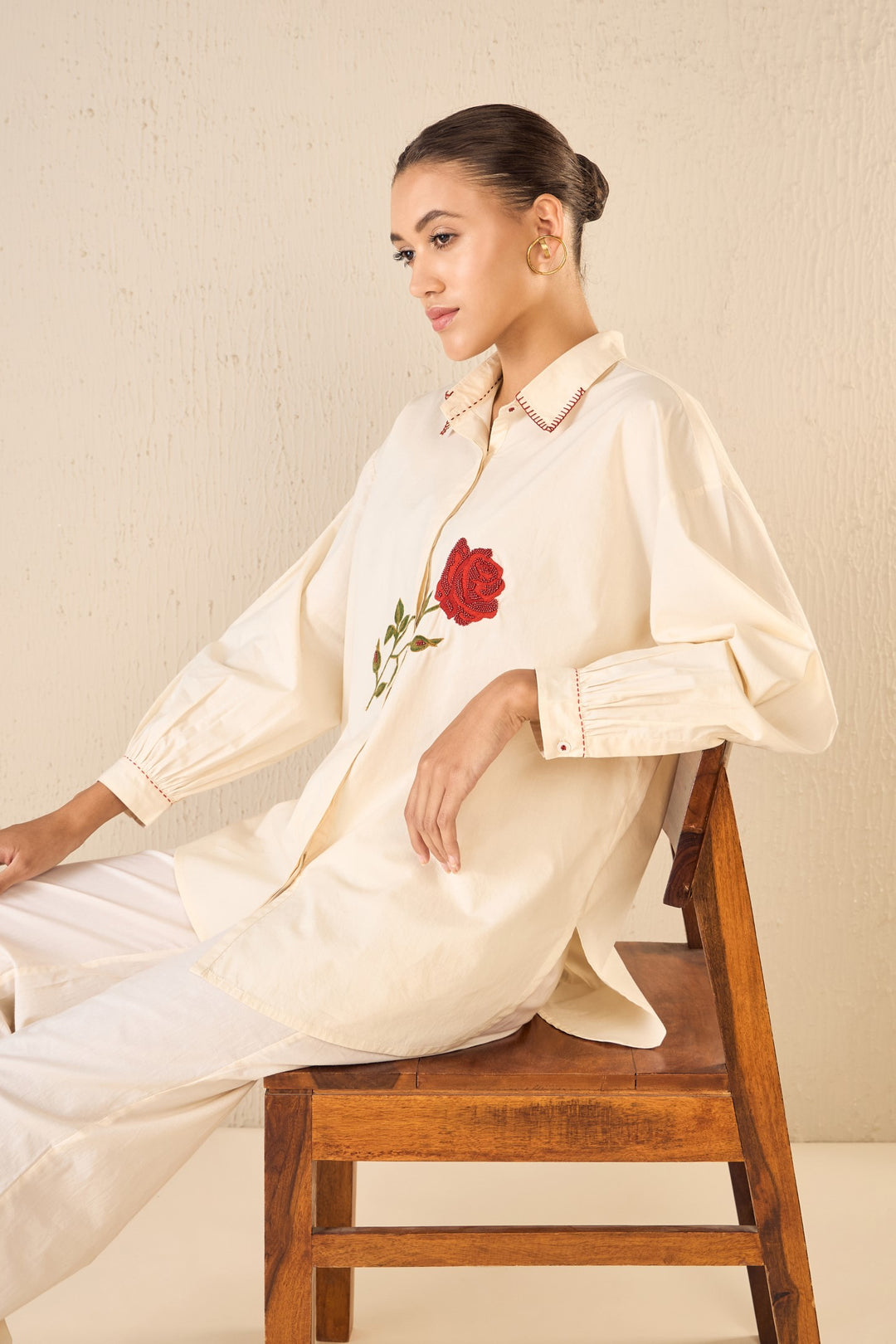 SCARLET ROSE: IVORY ROSE OVERSIZE SHIRT