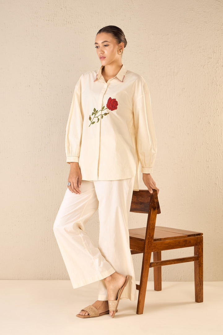 SCARLET ROSE: IVORY ROSE OVERSIZE SHIRT