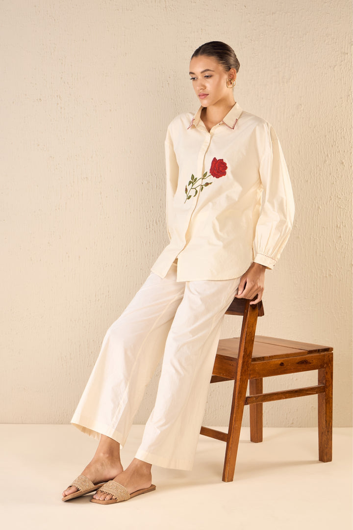 SCARLET ROSE: IVORY ROSE OVERSIZE SHIRT