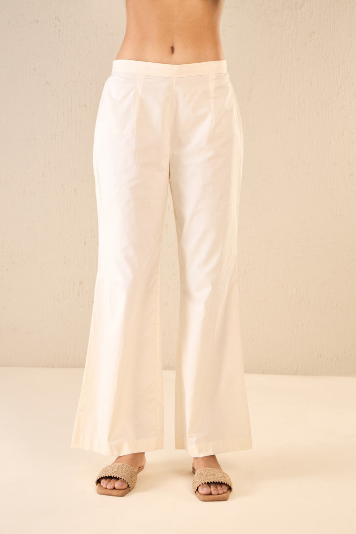 IVORY FLAIR COTTON PANTS