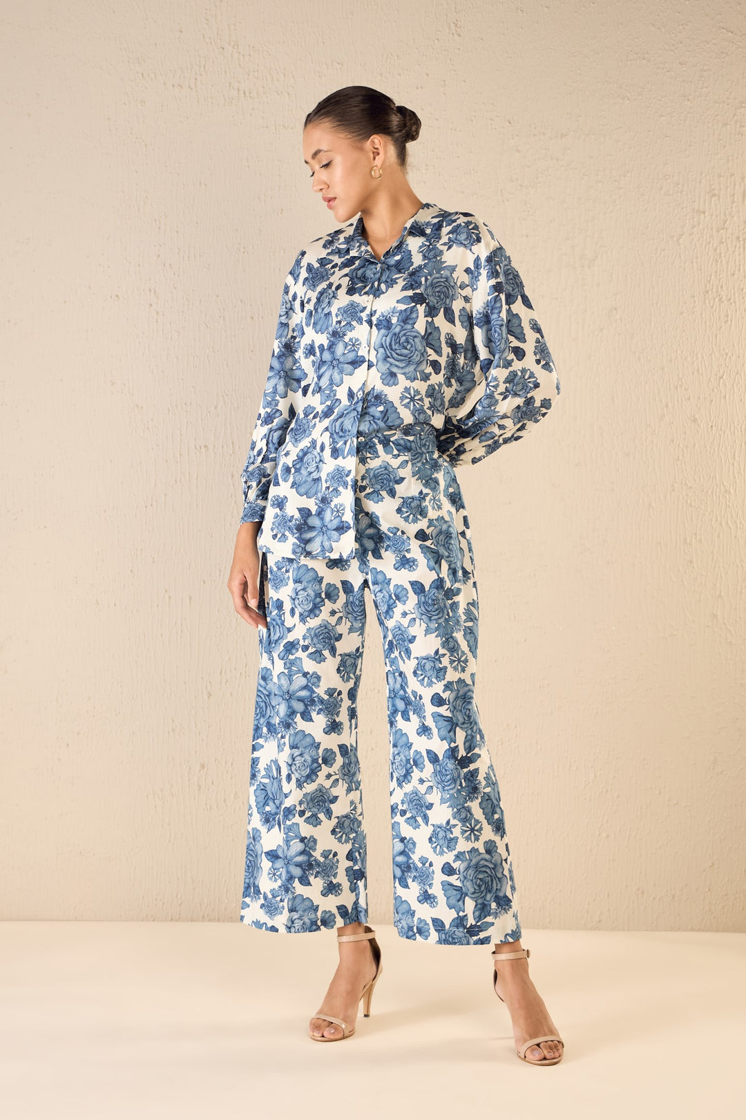 BLUE BLOSSOM: OVERSIZE SHIRT CO-ORD SET