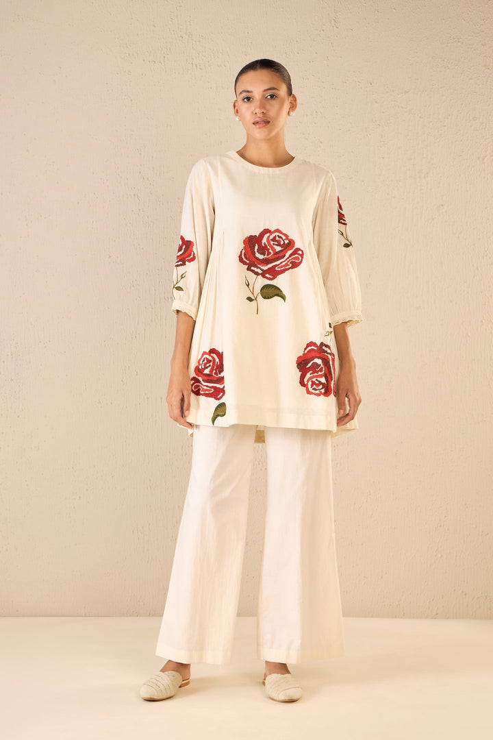 ROYAL ROSE: IVORY SIDE GATHERS CO-ORD SET