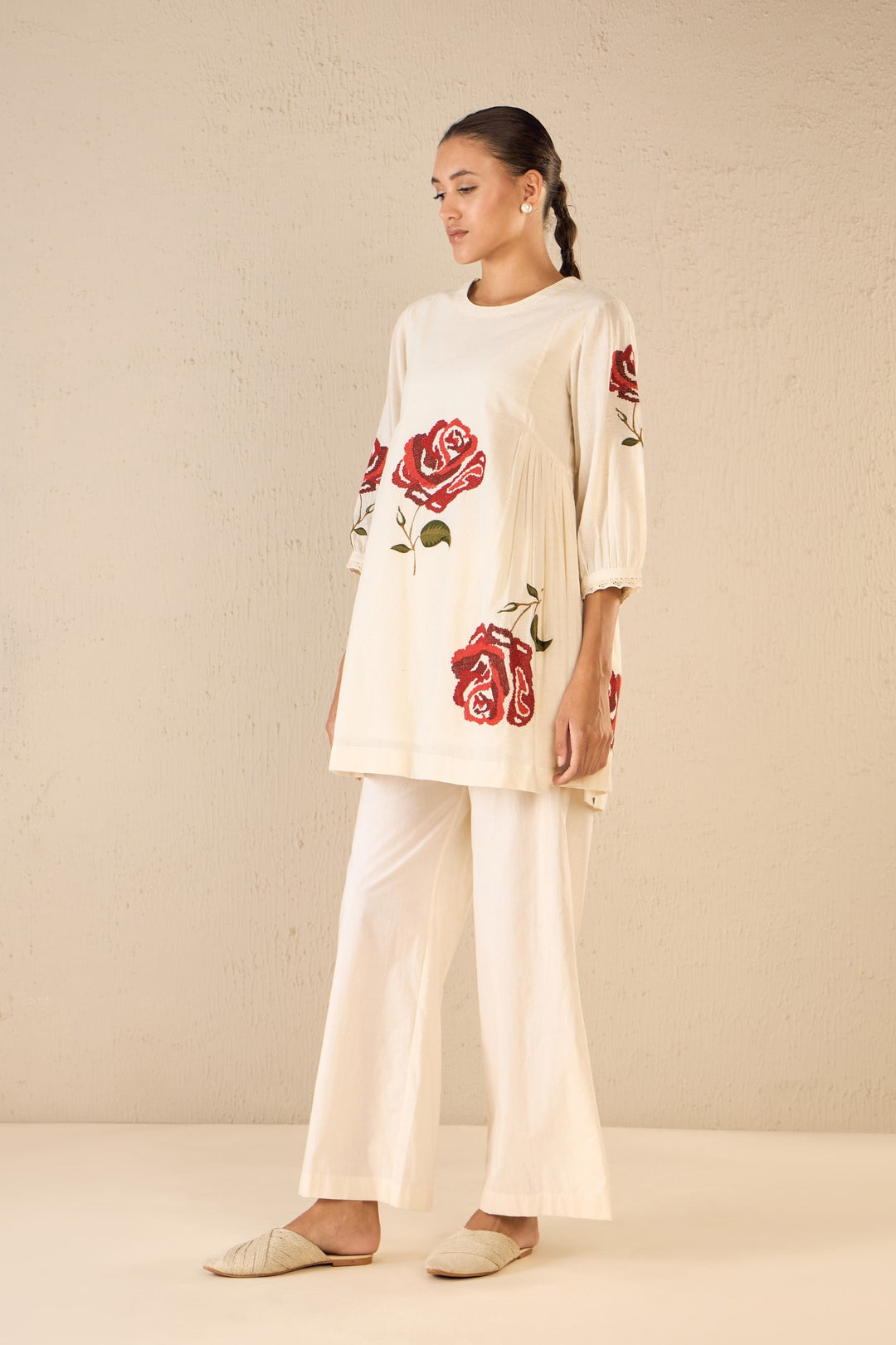 ROYAL ROSE: IVORY SIDE GATHERS CO-ORD SET