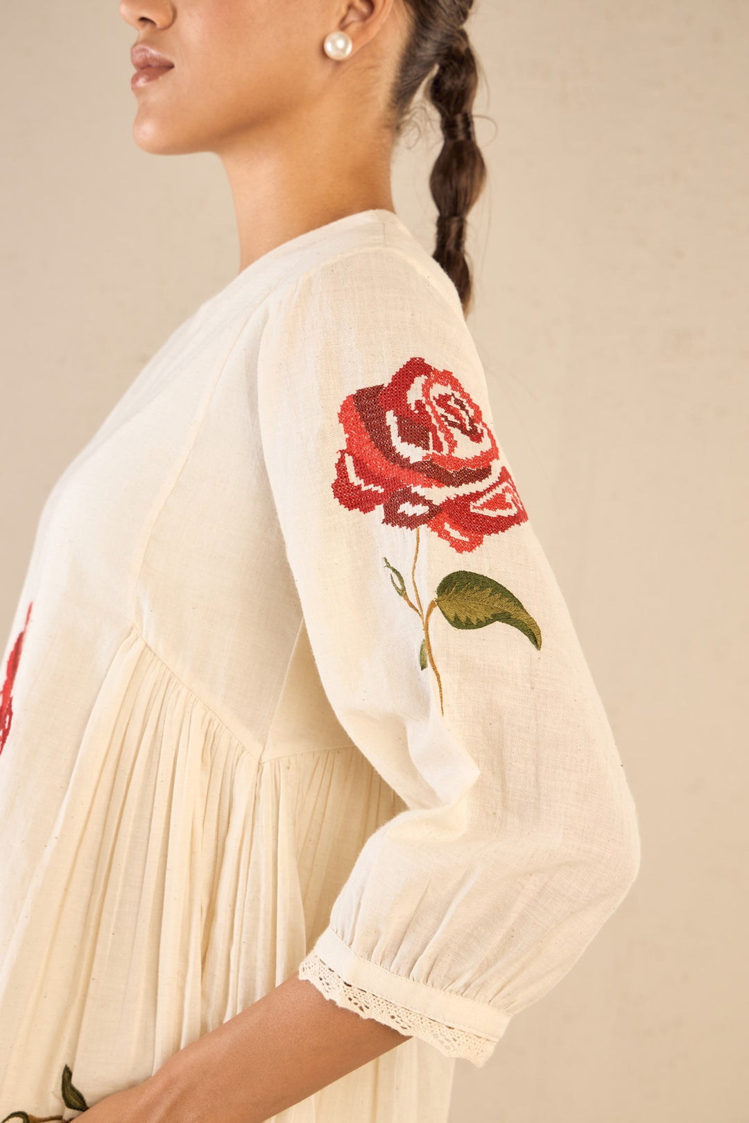 ROYAL ROSE: IVORY SIDE GATHERS CO-ORD SET