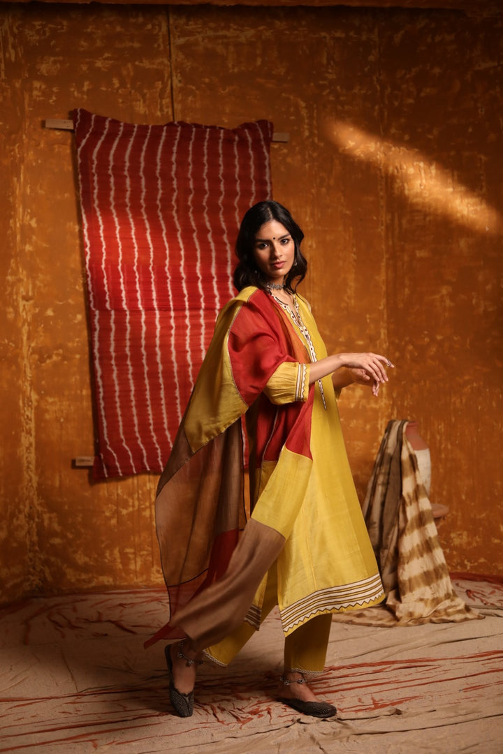 Chanderi Color Block Dupatta