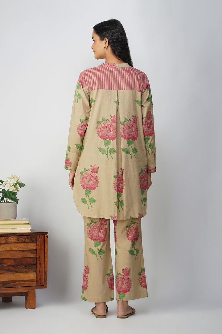 Pink Hydrangea Block Printed Tunic