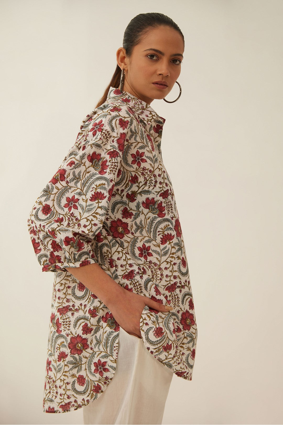 IVORY FLORAL CHINTZ SHIRT