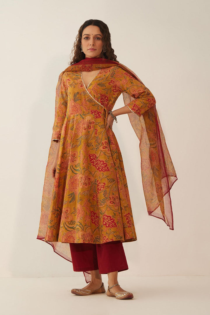 BURNT ORANGE FLORAL CHINTZ COTTON ANGRAKHA