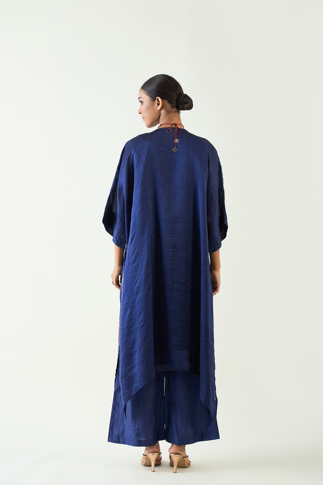 Damani: Silk with Gold weave Kimono Kaftan - Purple