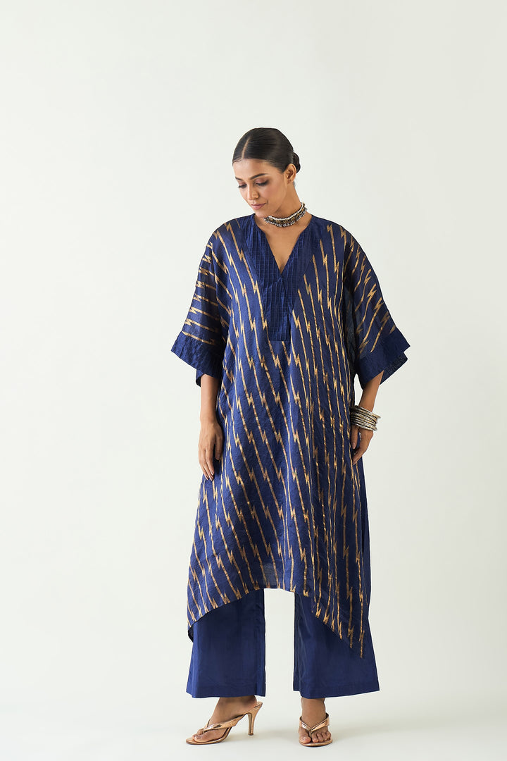 Damani: Silk with Gold weave Kimono Kaftan - Purple