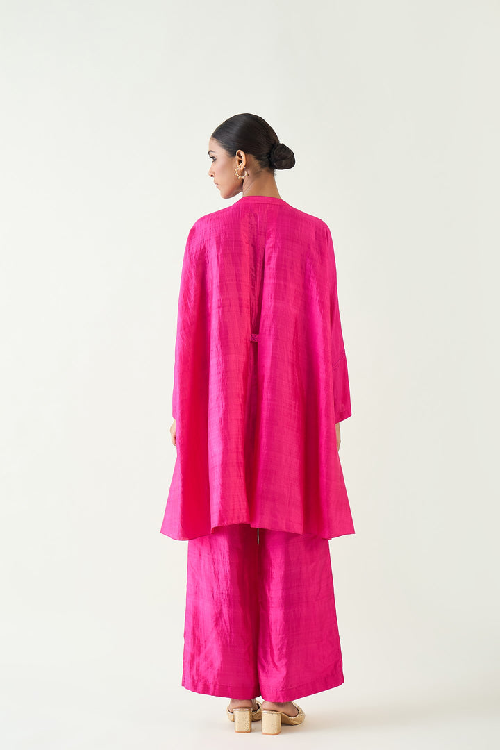 Ira: Silk Kimono Tunic - Hot Pink