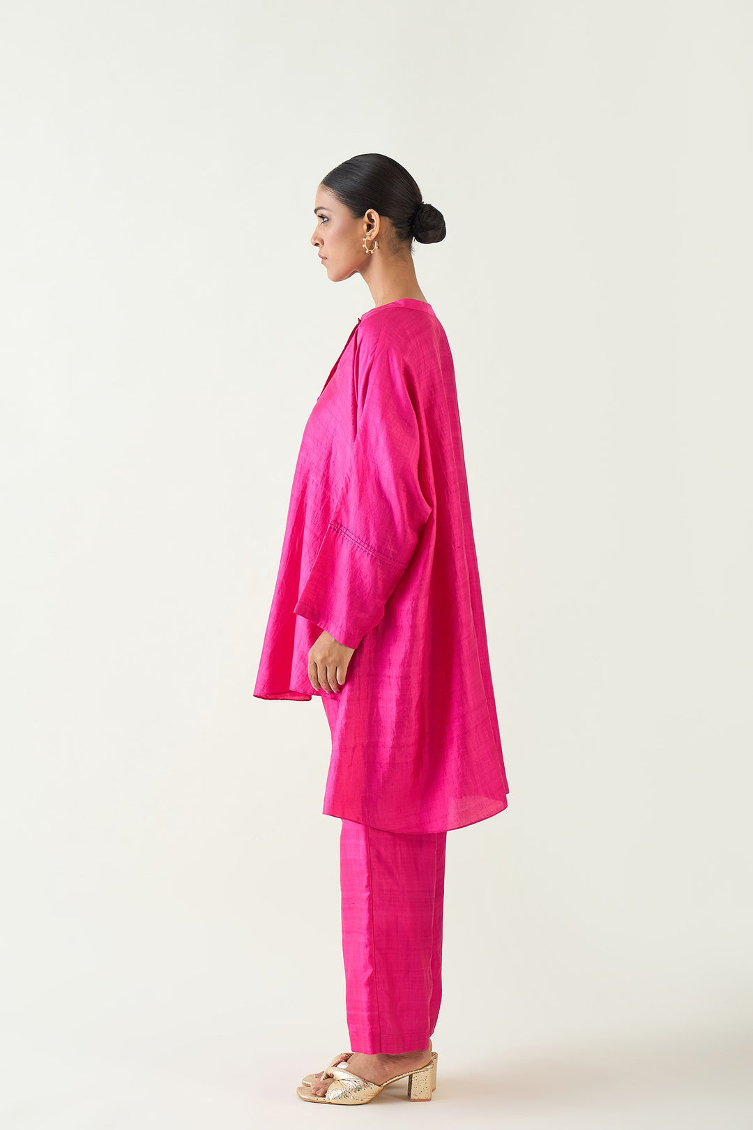 Ira: Silk Kimono Tunic - Hot Pink