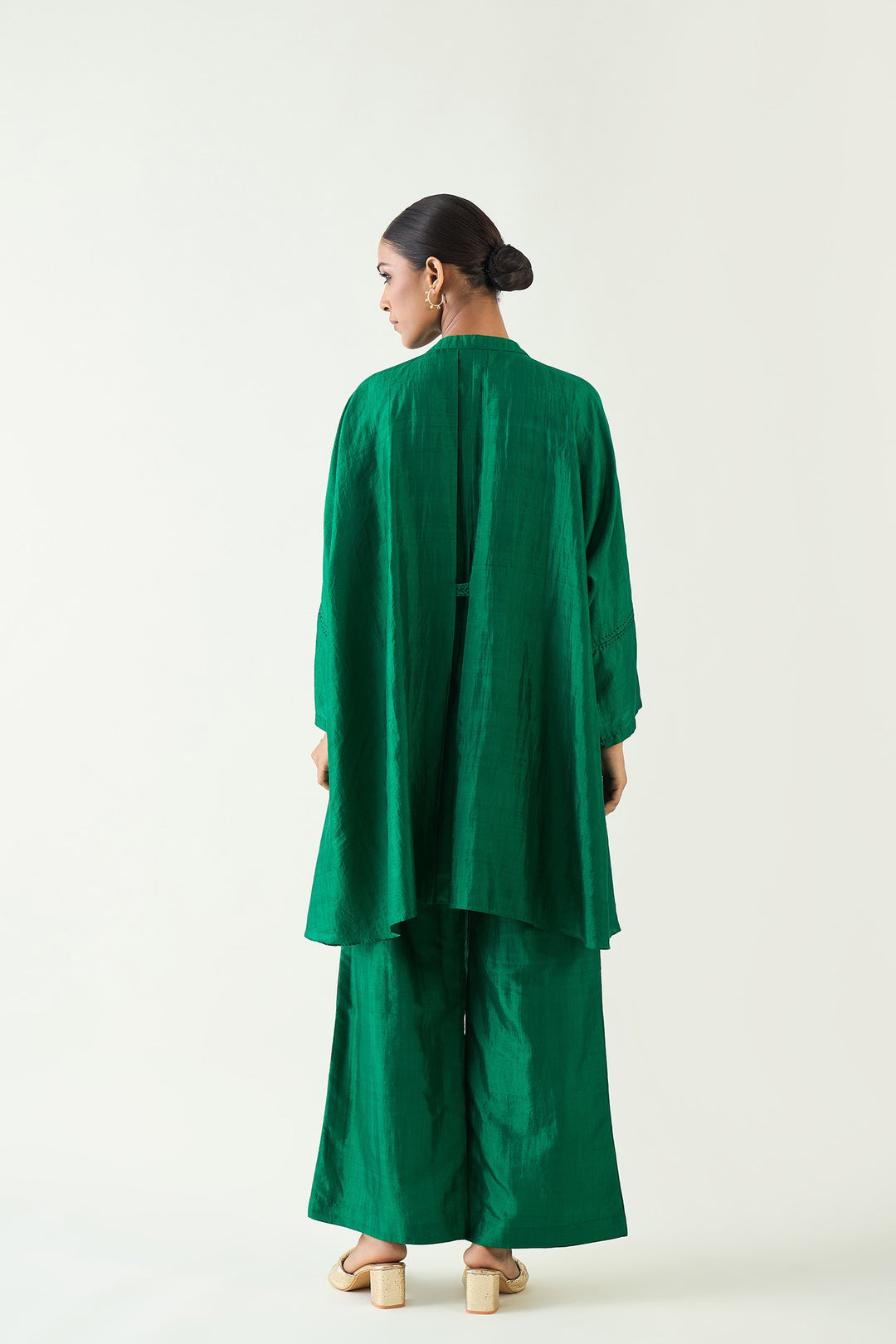 Ira: Silk Kimono Tunic  - Emerald Green