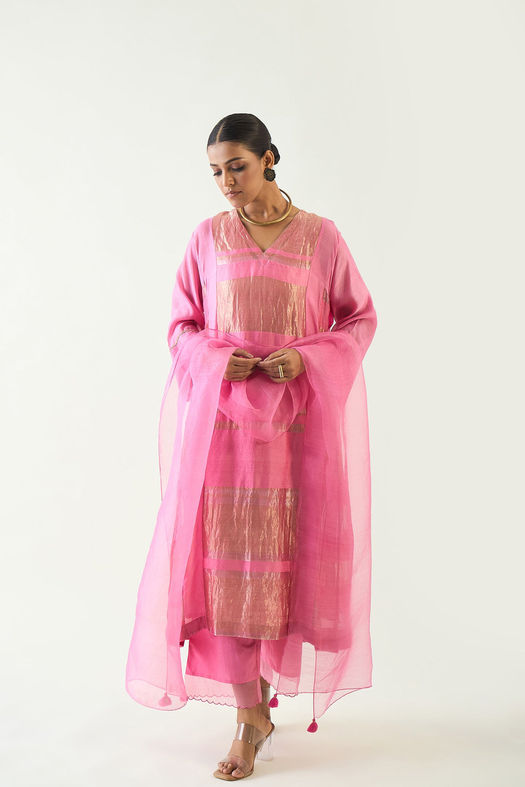 Silk Organza Dupatta - Candy Pink