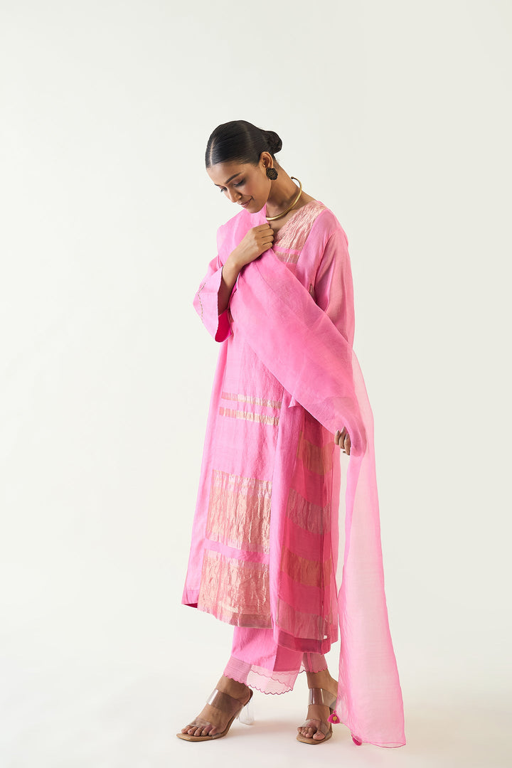 Silk Organza Dupatta - Candy Pink