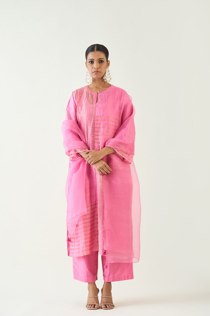 Silk Organza Dupatta - Candy Pink