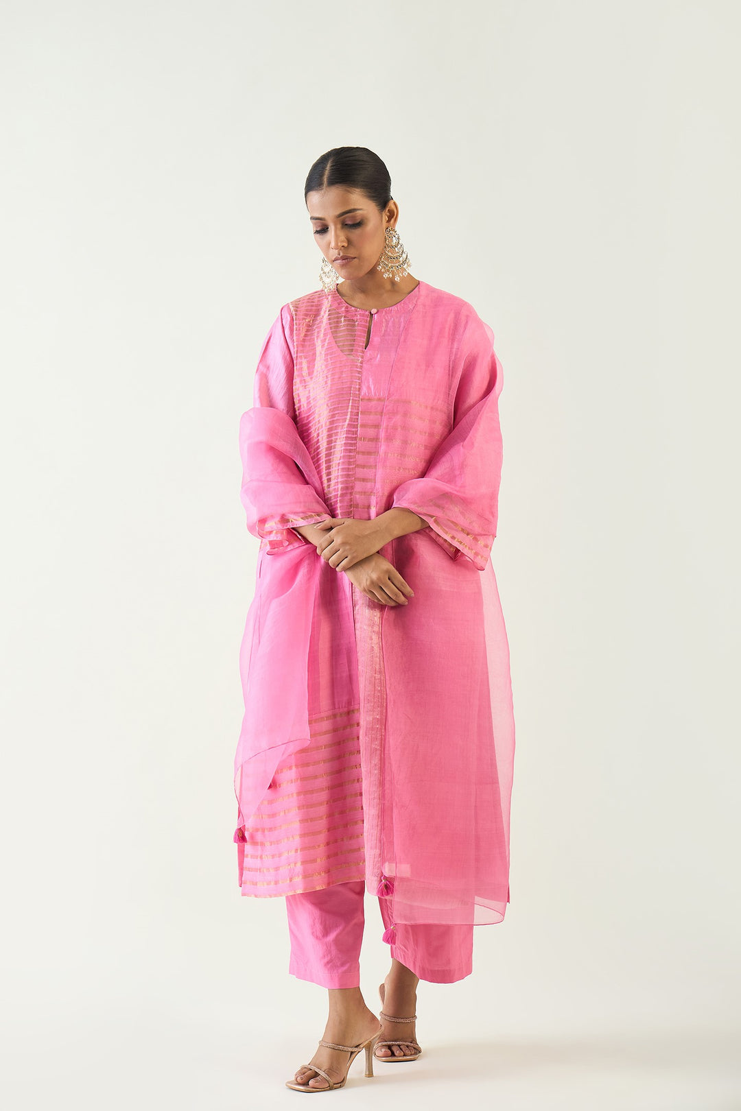 Silk Organza Dupatta - Candy Pink