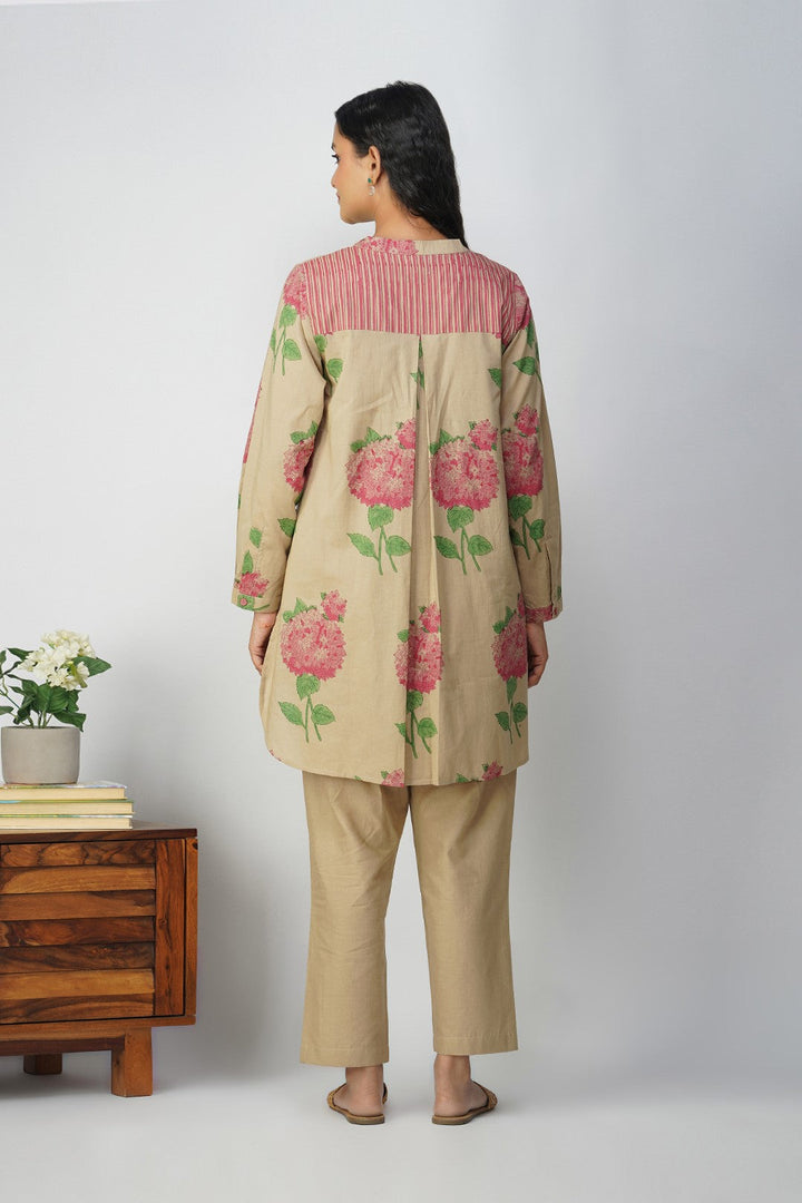 Pink Hydrangea Block Printed Tunic