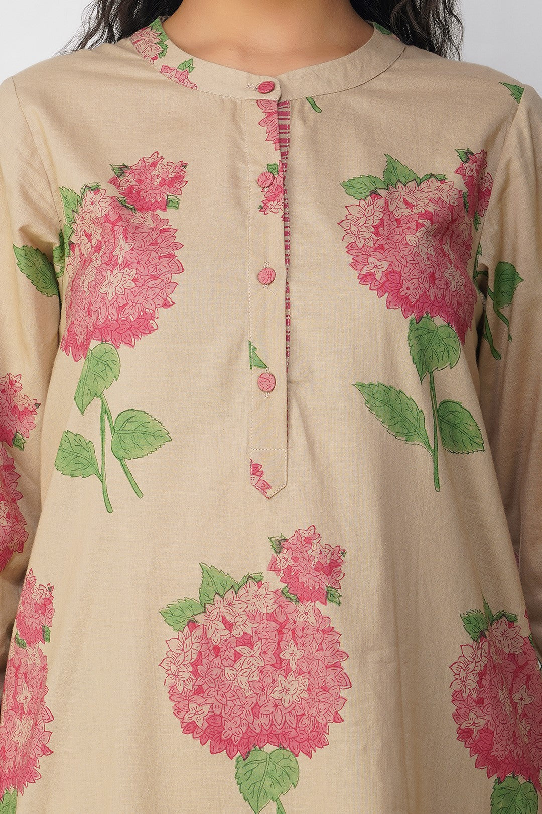 Pink Hydrangea Block Printed Tunic