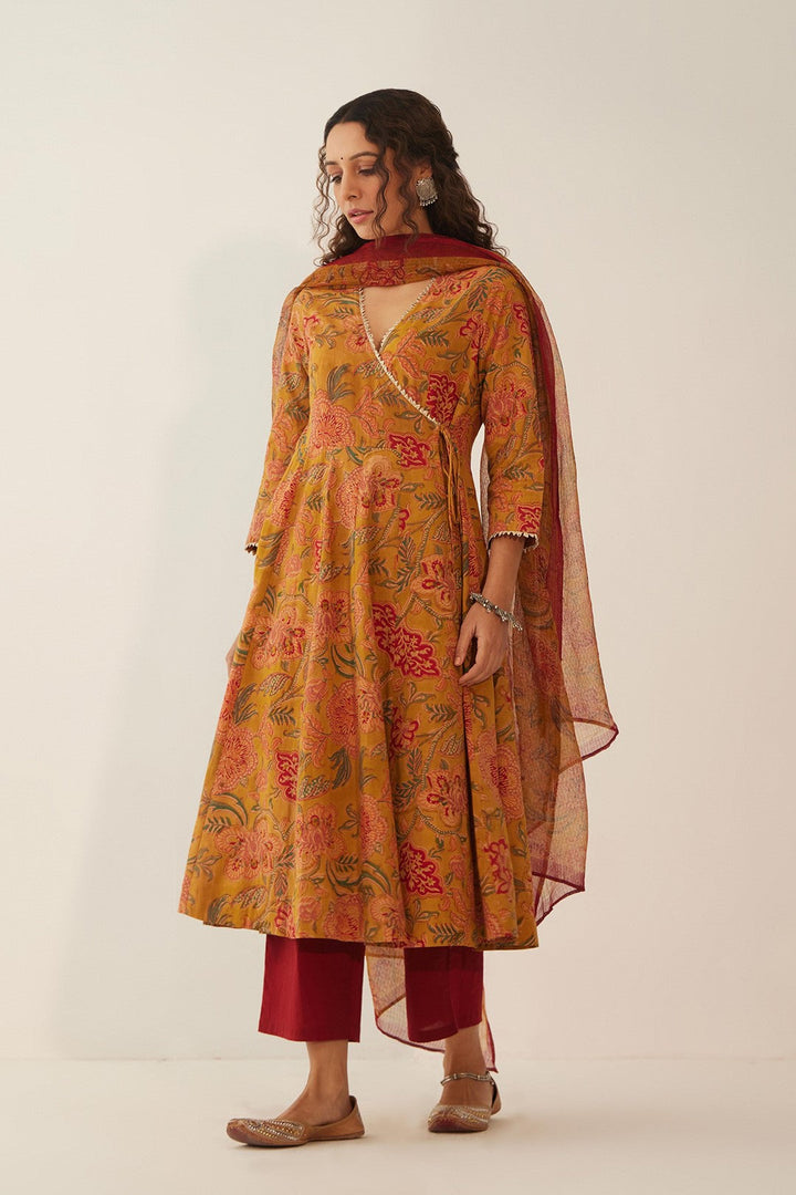 BURNT ORANGE FLORAL CHINTZ COTTON ANGRAKHA