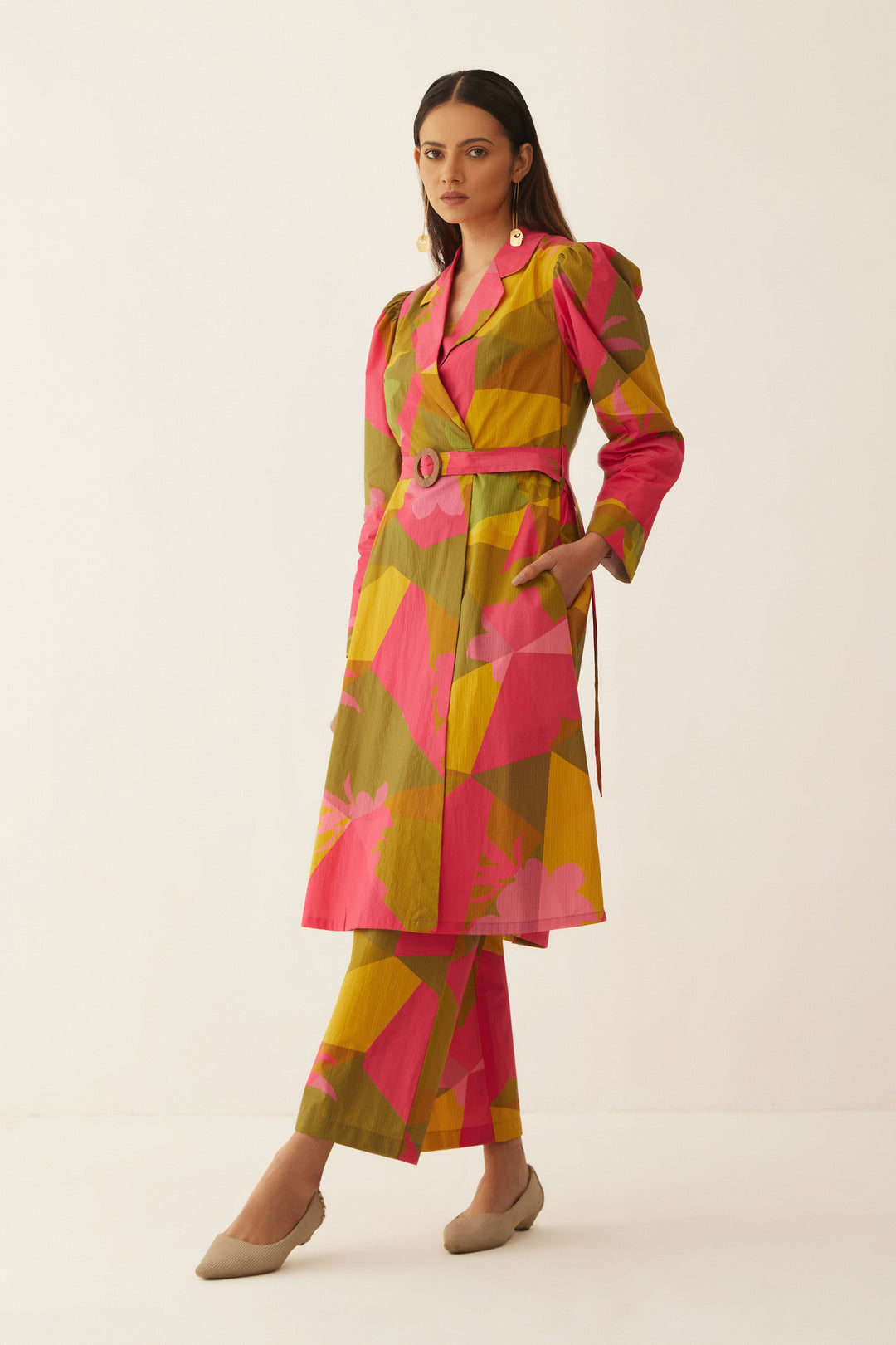 MULTICOLOUR GRID LONG JACKET CO-ORD SET