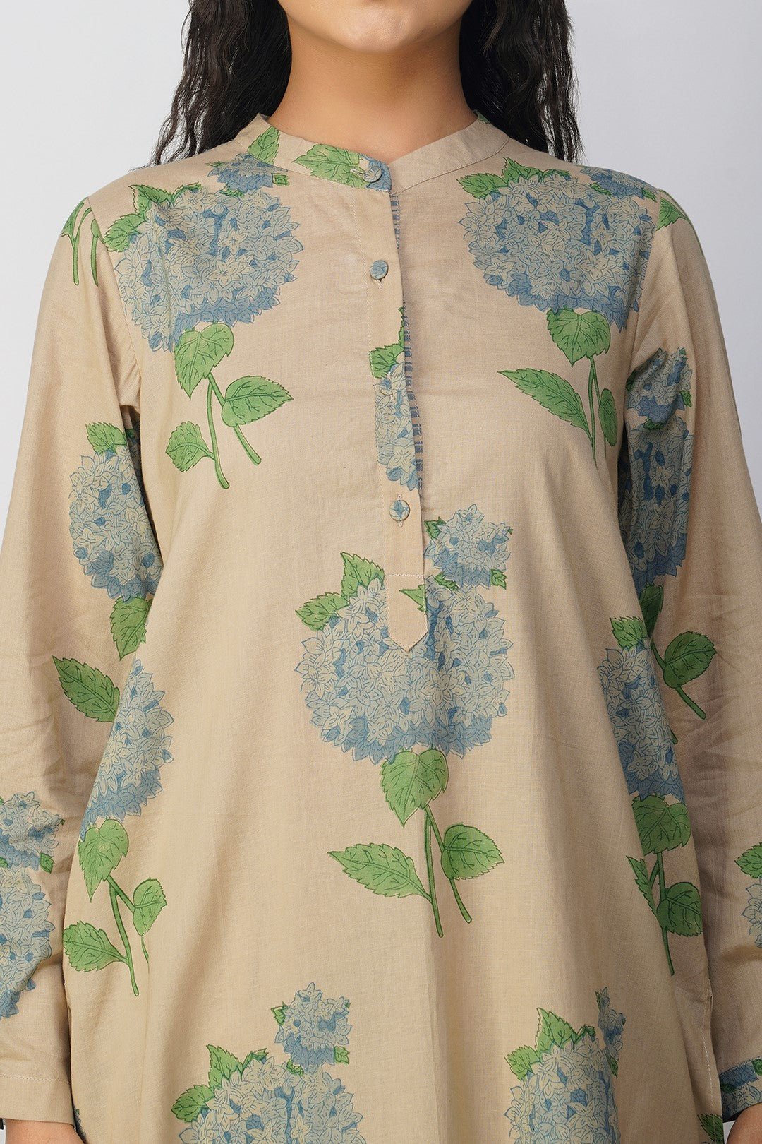 Blue Hydrangea Block Printed Tunic