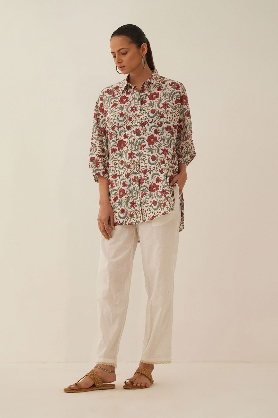 IVORY FLORAL CHINTZ SHIRT