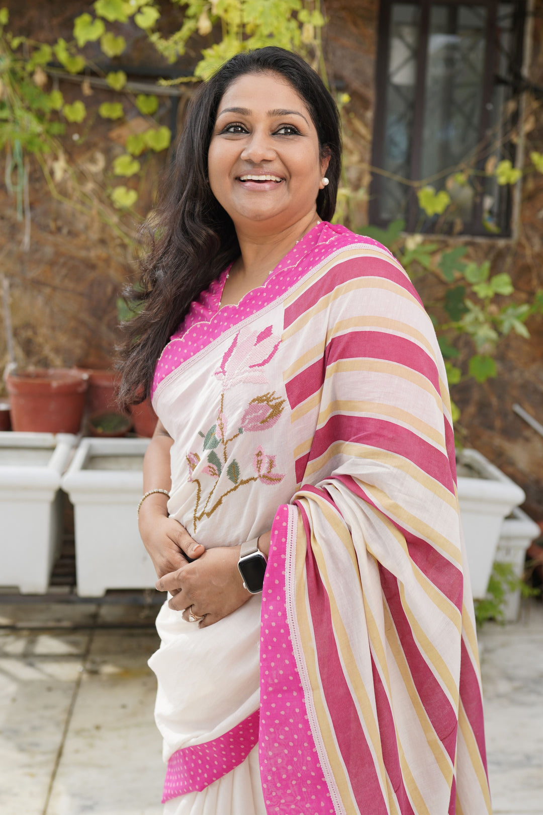 BAHAAR PINK POLKA CHANDERI BLOUSE