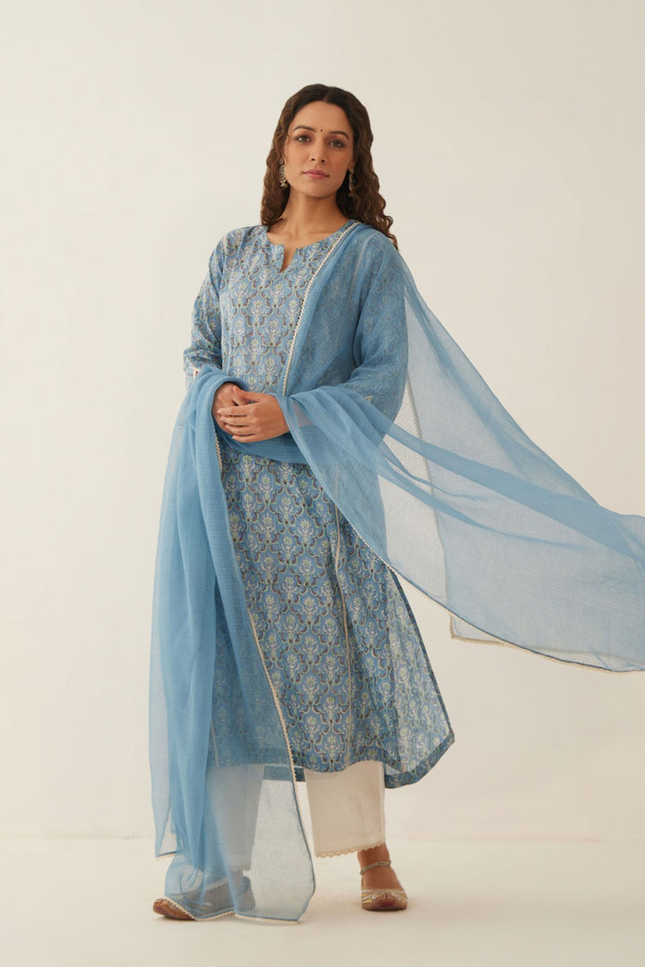 COBALT BLUE KOTA DORIA DUPATTA