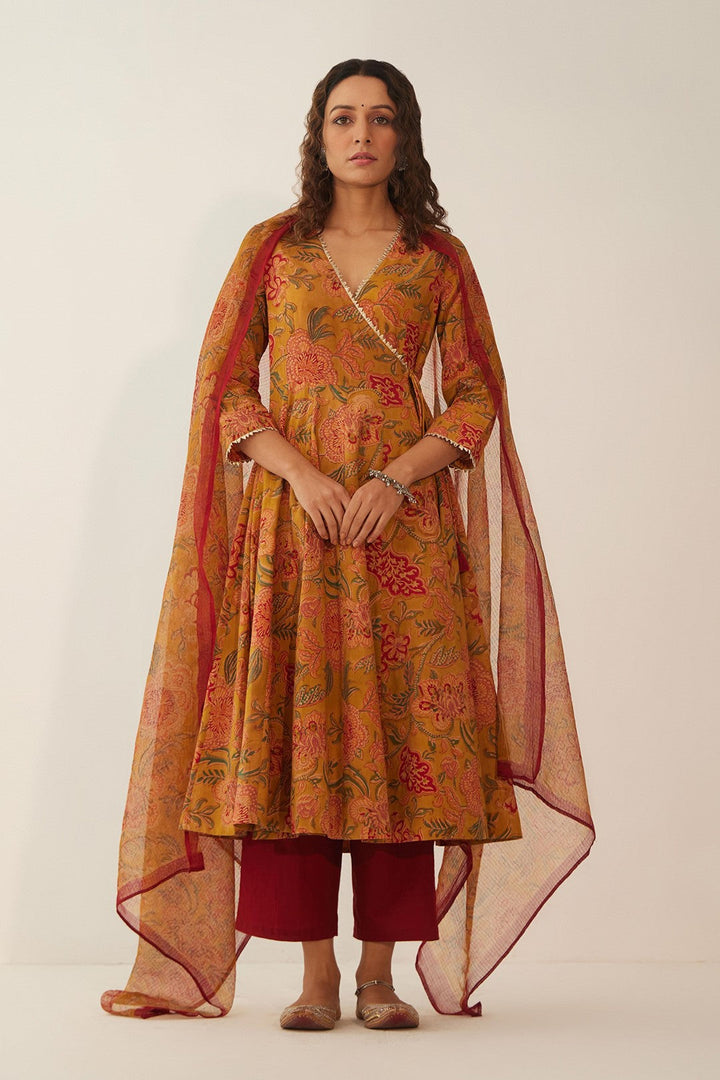 BURNT ORANGE FLORAL CHINTZ COTTON ANGRAKHA