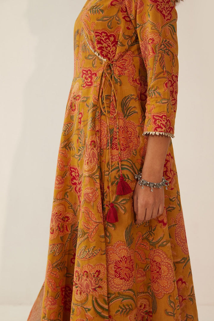 BURNT ORANGE FLORAL CHINTZ COTTON ANGRAKHA