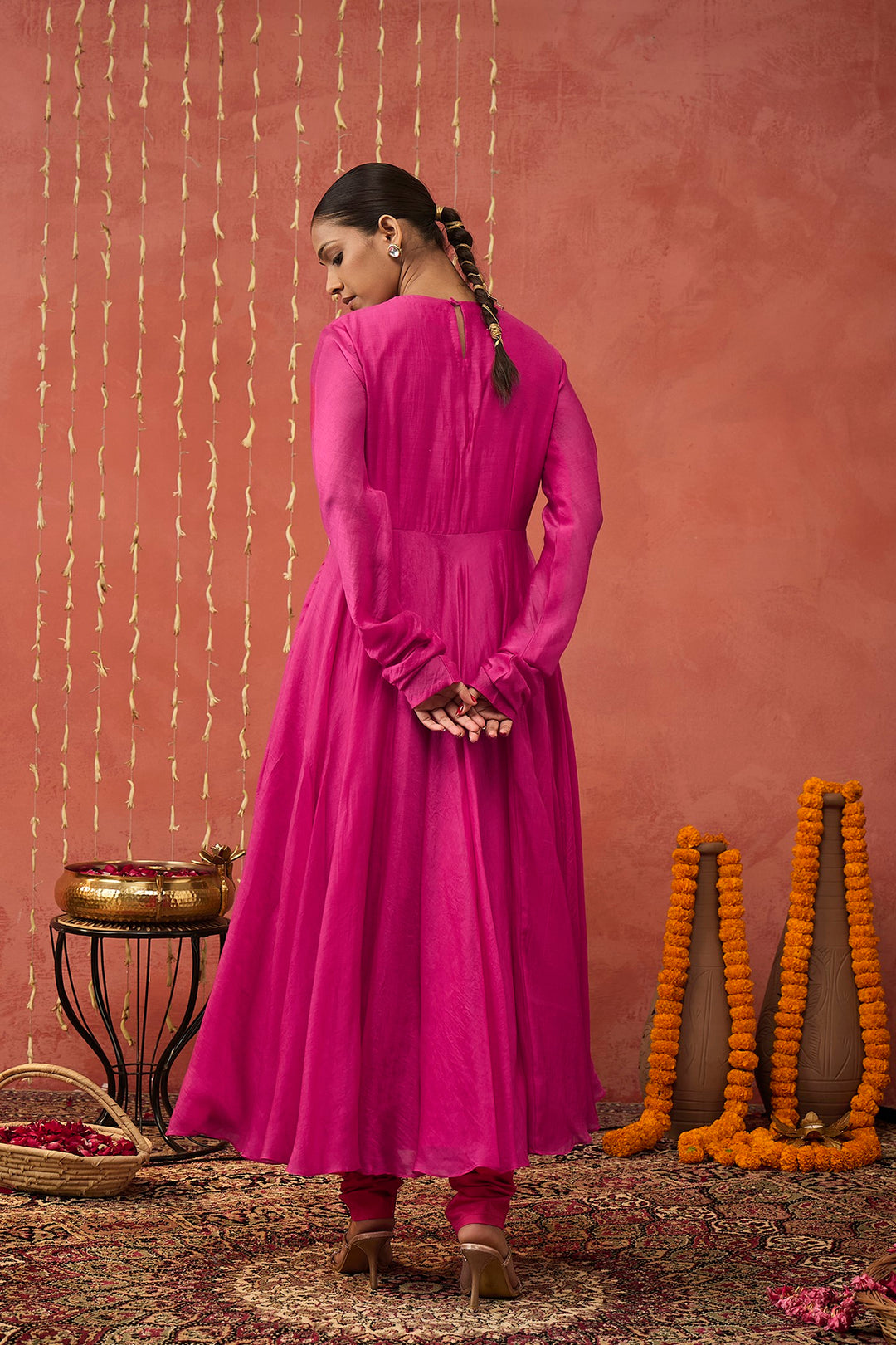 SHUBHA- FUCHSIA PINK  EMBROIDERED ANARAKALI SET