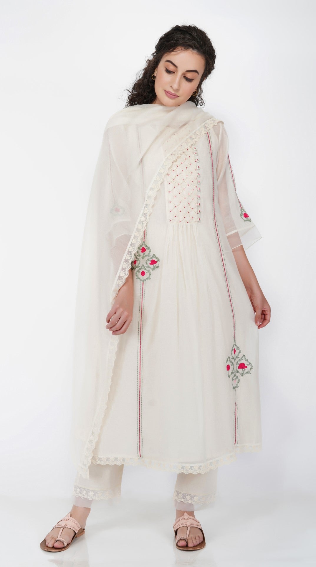 SAAWAN SMOCKING WITH FLORAL EMBROIDERY KURTA