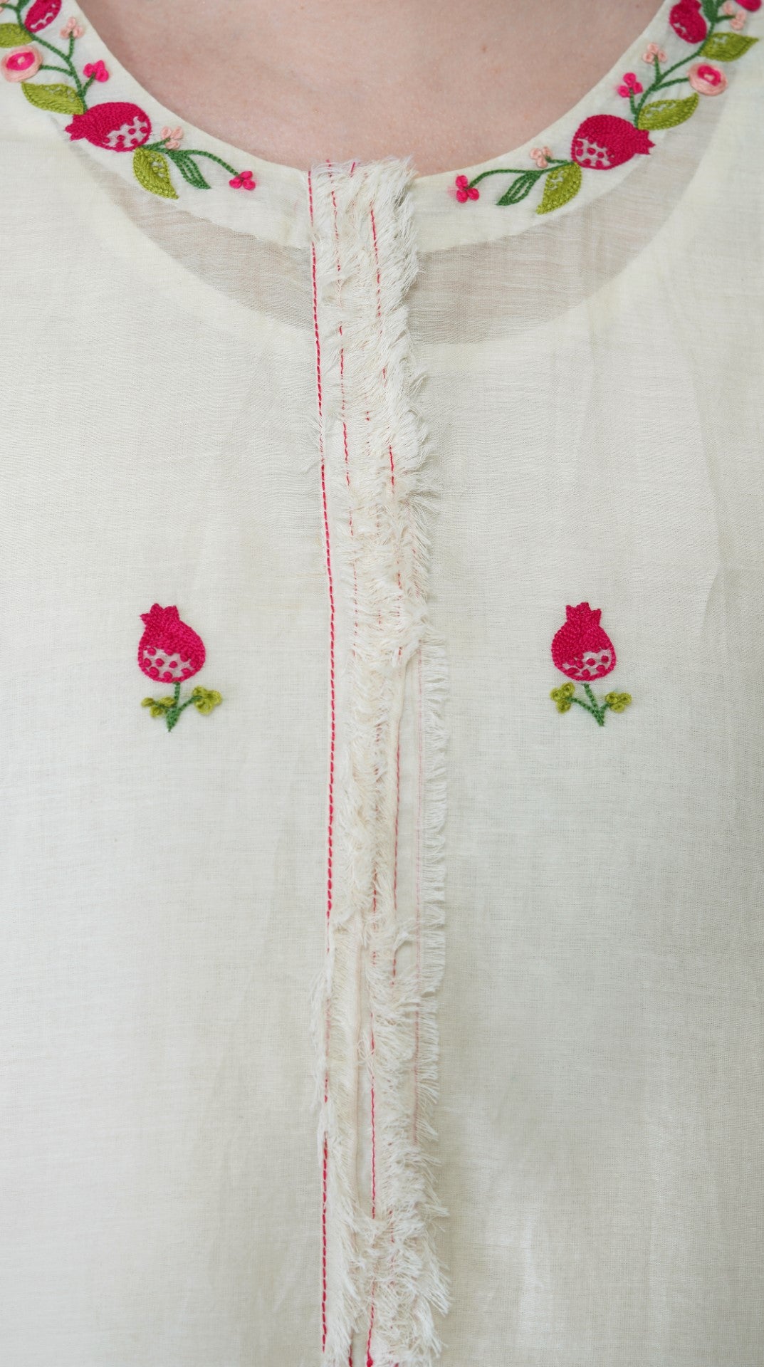 SAAWAN IVORY HAND EMBROIDERY FLORAL EMBROIDERY KURTA IN SOFT CHANDERI