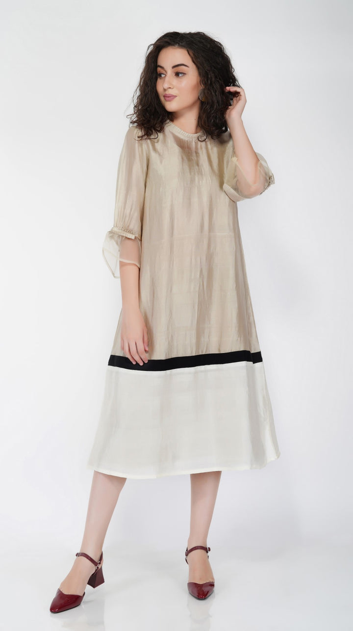 SAAWAN COLOR BLOCK SILK DRESS