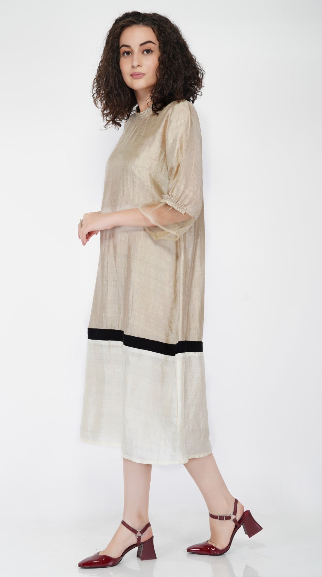 SAAWAN COLOR BLOCK SILK DRESS