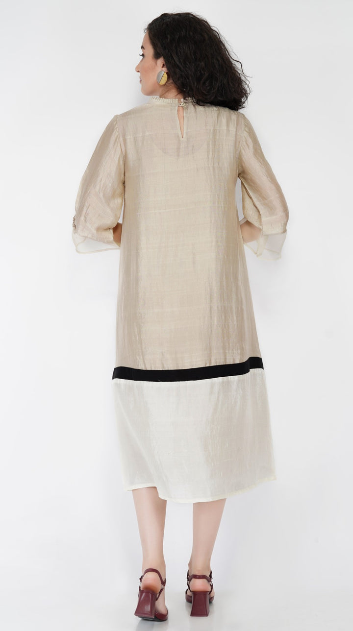 SAAWAN COLOR BLOCK SILK DRESS