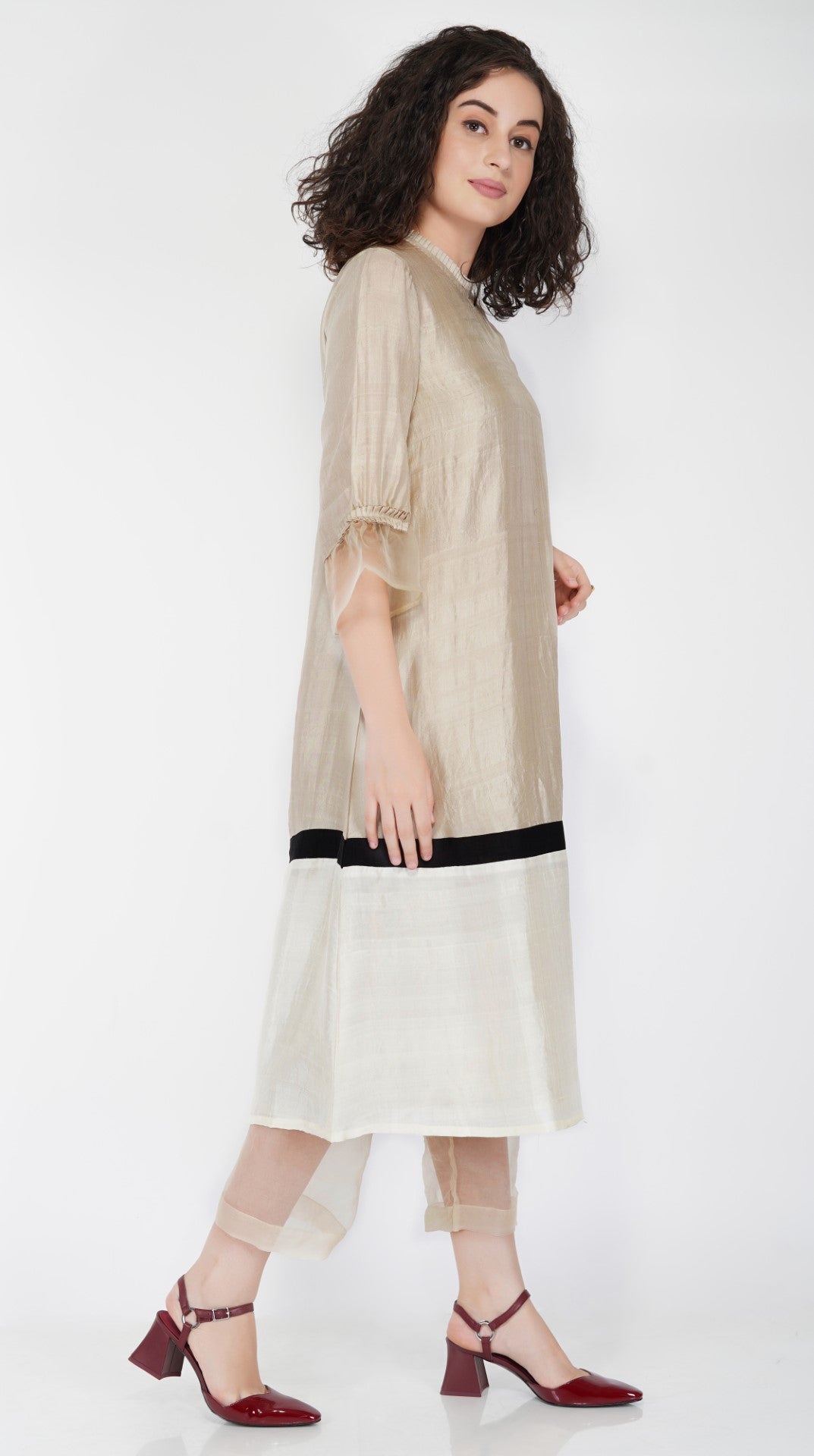 SAAWAN COLOR BLOCK SILK DRESS