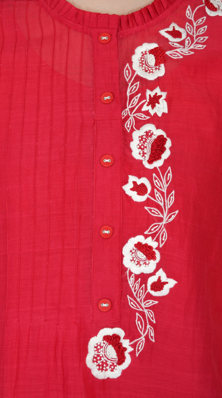 SAAWAN FLOWER EMBROIDERY WITH PINTUCKS KURTA