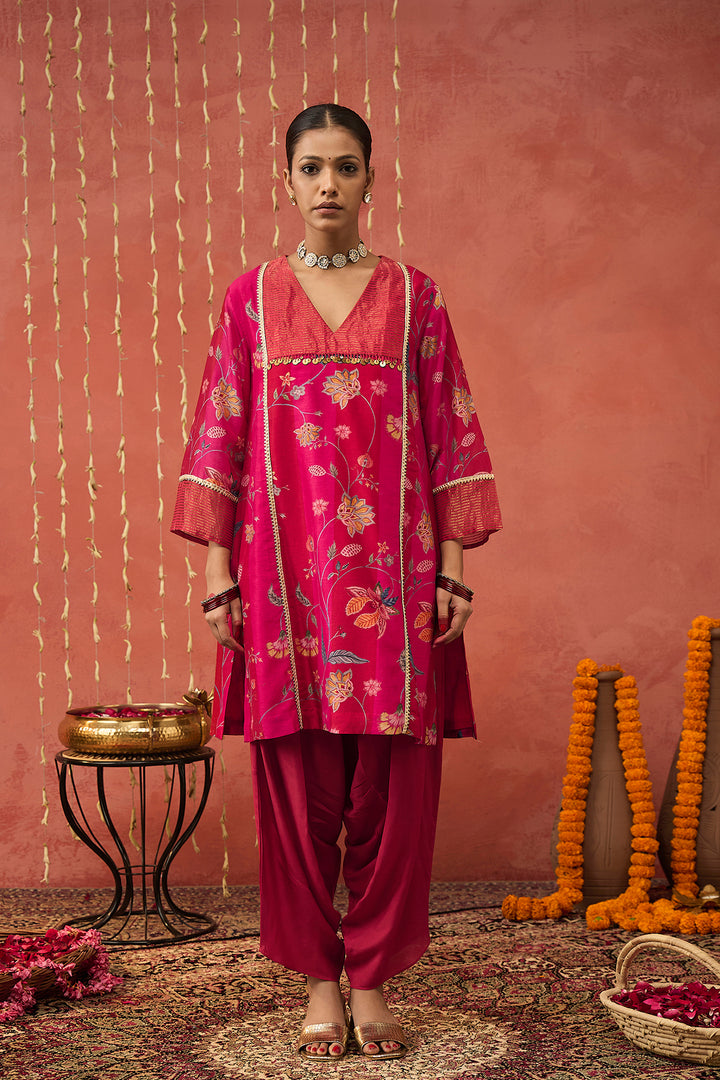 RATI-RED COTTON SILK DHOTI SALWAR