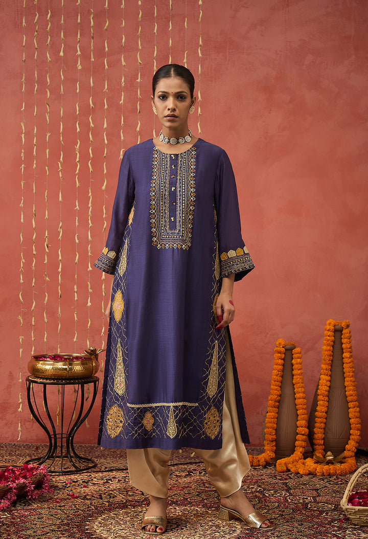 RANI-PURPLE EMBROIDERED KURTA