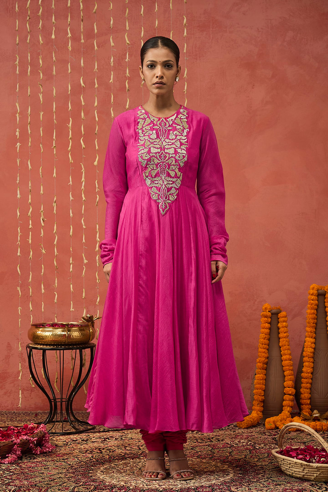 FUCHSIA PINK EMBROIDERED ANARAKALI