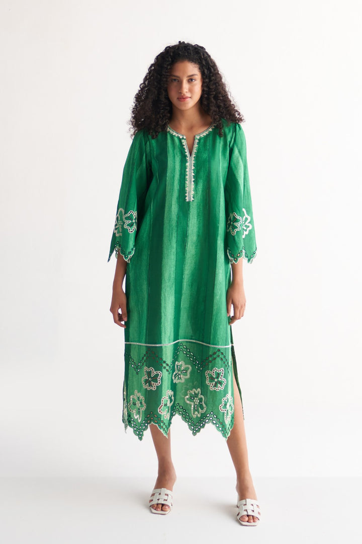 Green Colossal Cutwork Dress