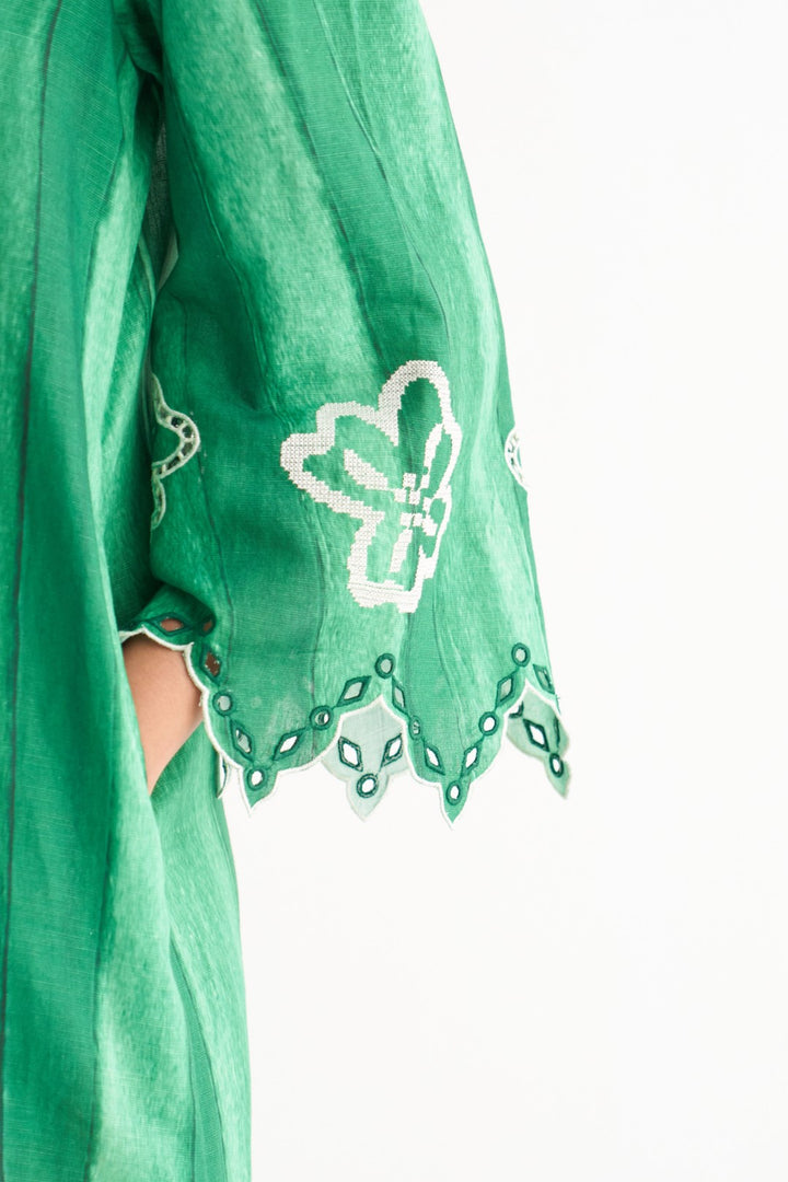 Green Colossal Cutwork Dress