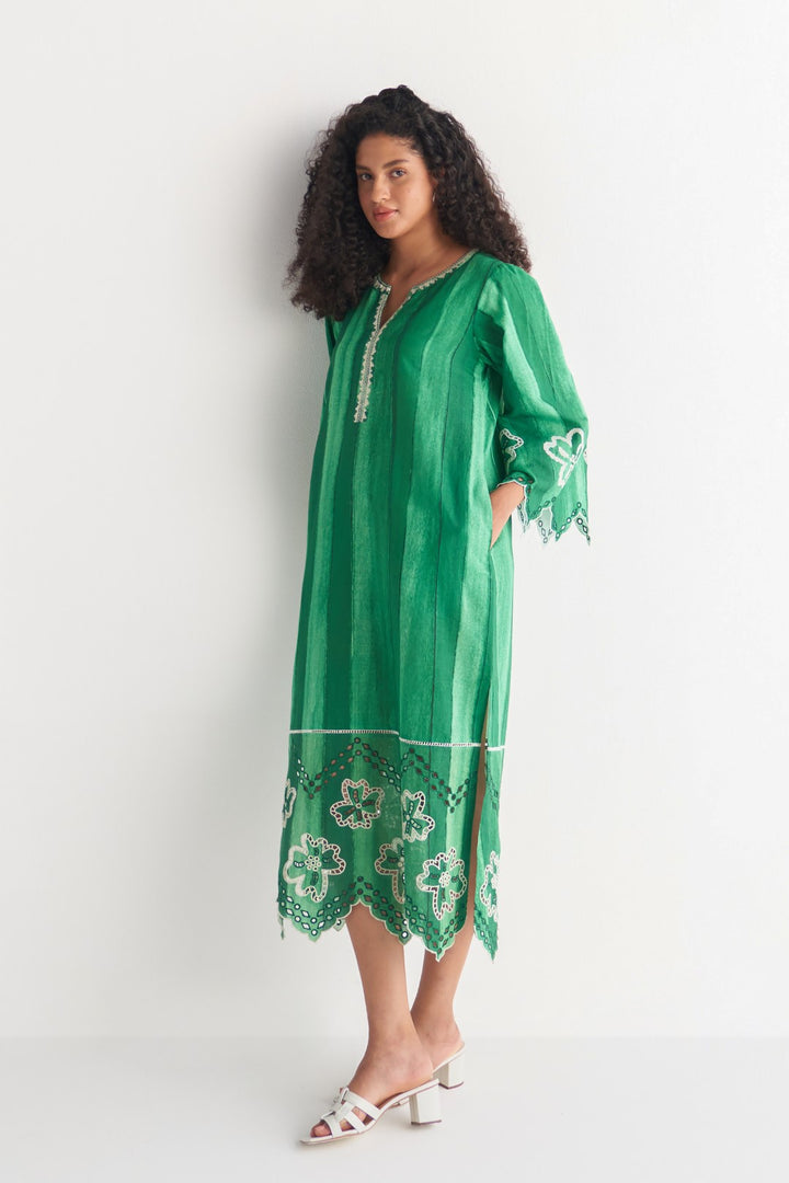 Green Colossal Cutwork Dress