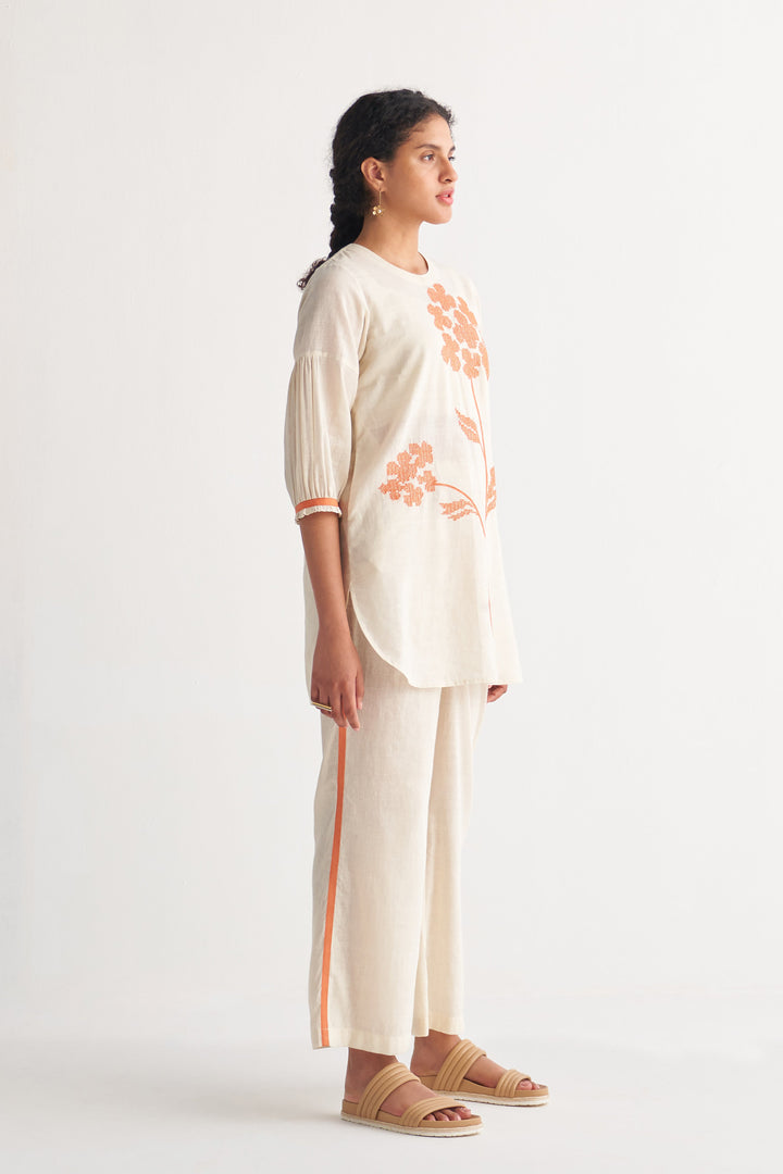 Orange Florence Cross-stitch Off-white Co-Ord Set