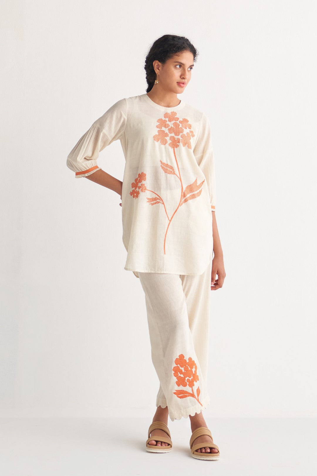 Orange Florence Cross-stitch Pants